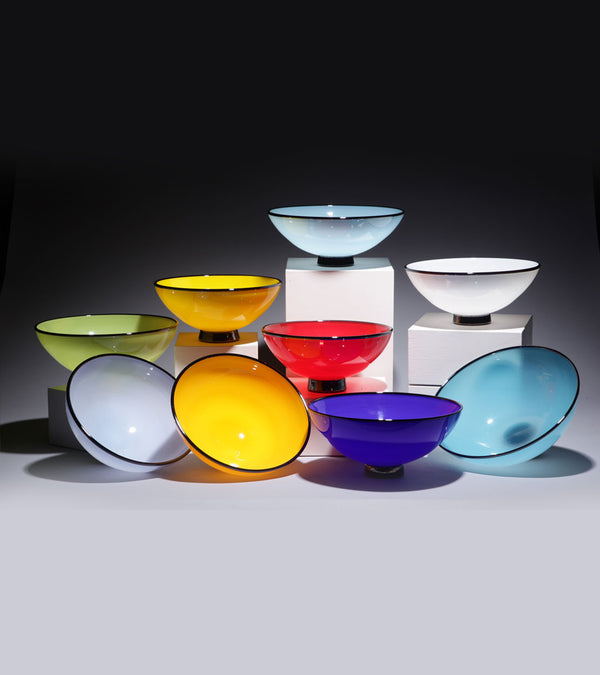 Red Handblown Glass Bowl and Nesting Bowls
