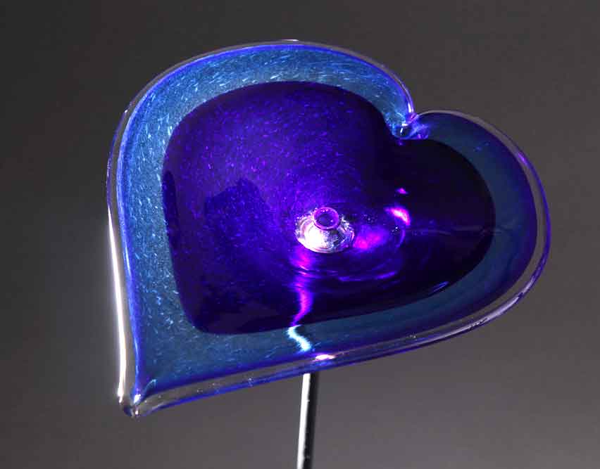 Birdbath Heart Light Blue Cobalt blue