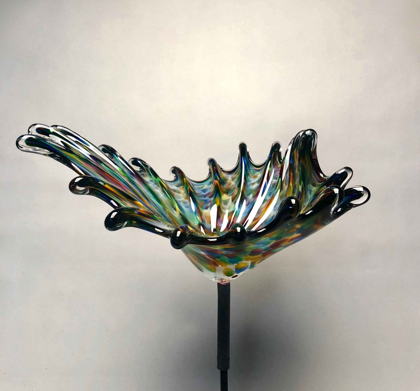 Birdbath Splash Rainbow White Center