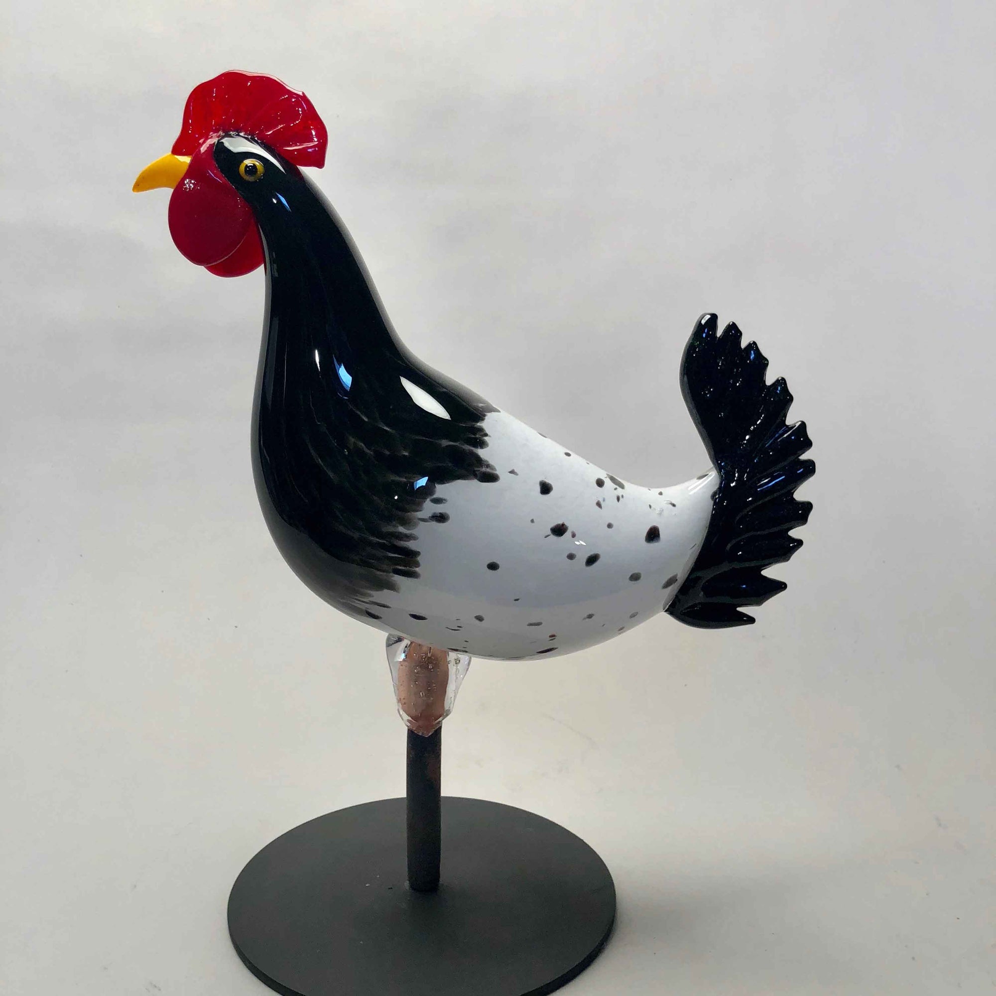 Bird Chicken Rooster White w Black Speckles