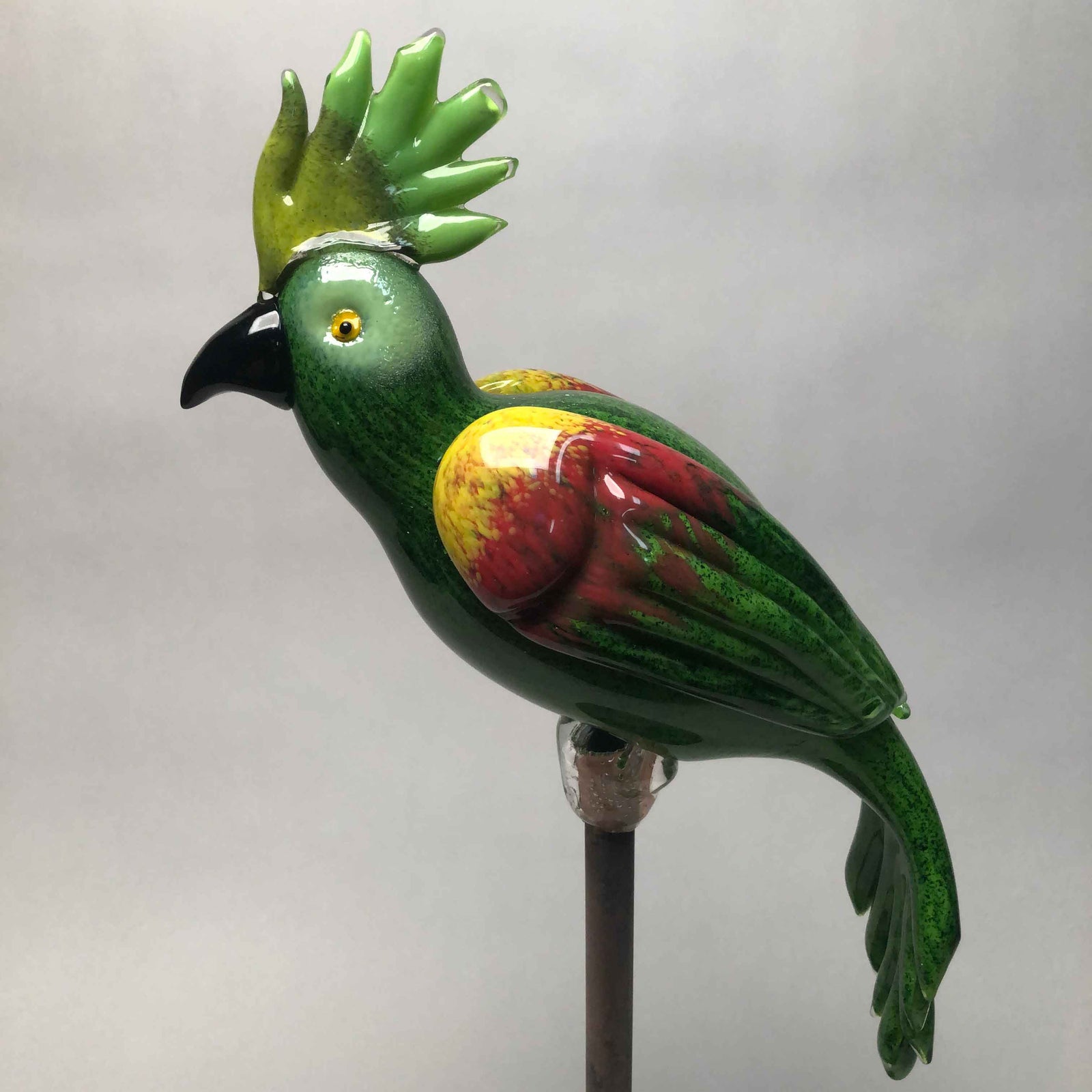 Bird Cockatoo Green Red Aventurine