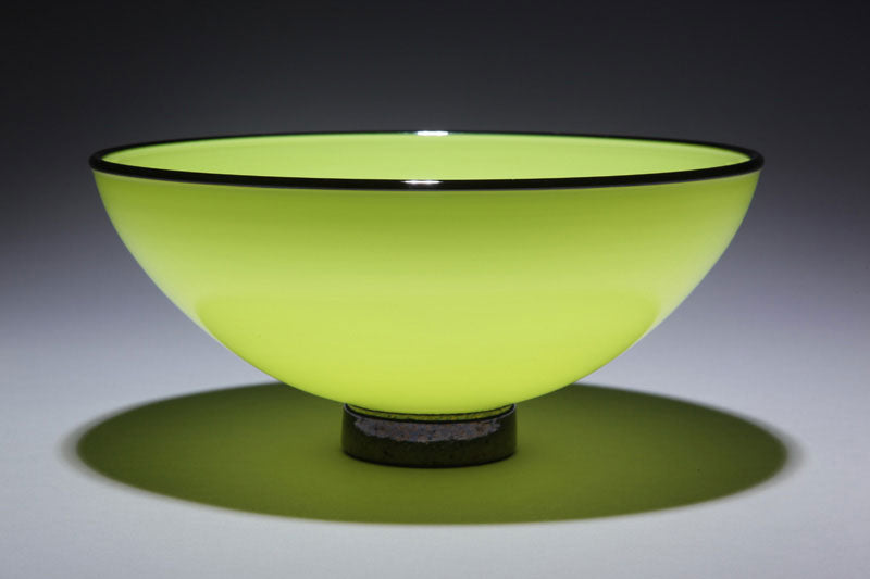 Bowl Opaque Apple Green w Black Rim Foot