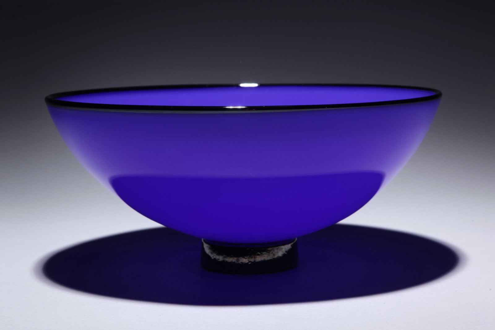 Bowl Opaque Lapis Blue w Black Rim Foot