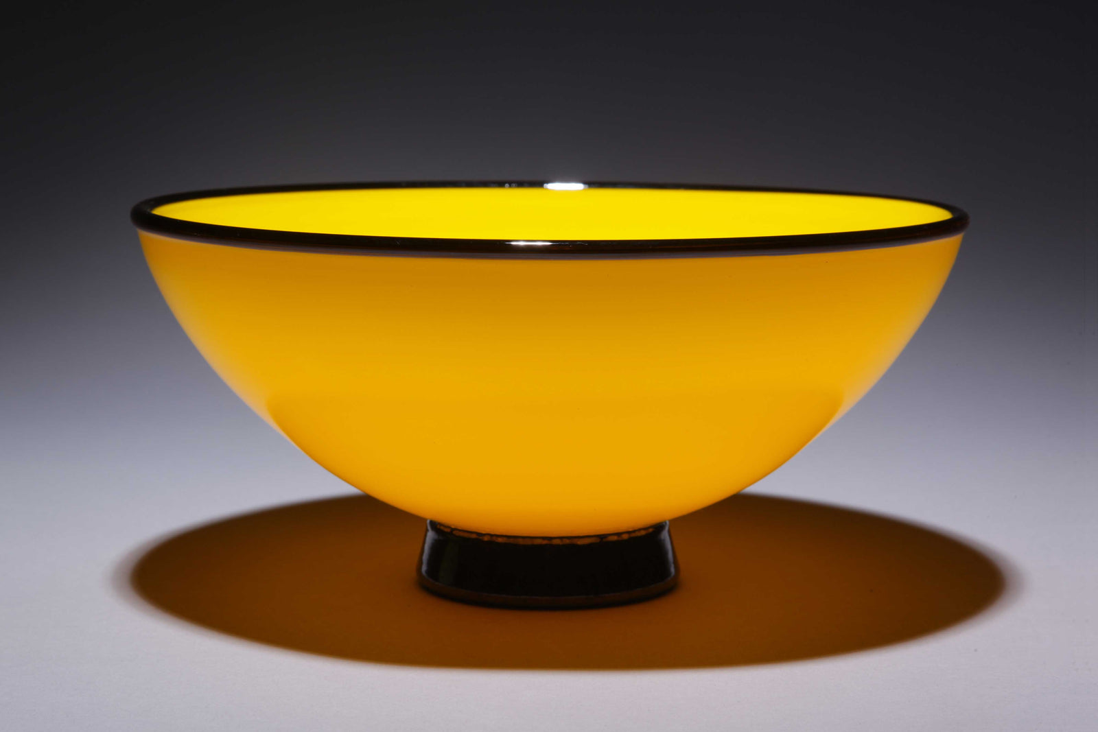 Bowl Opaque Golden Yellow w Black Rim Foot