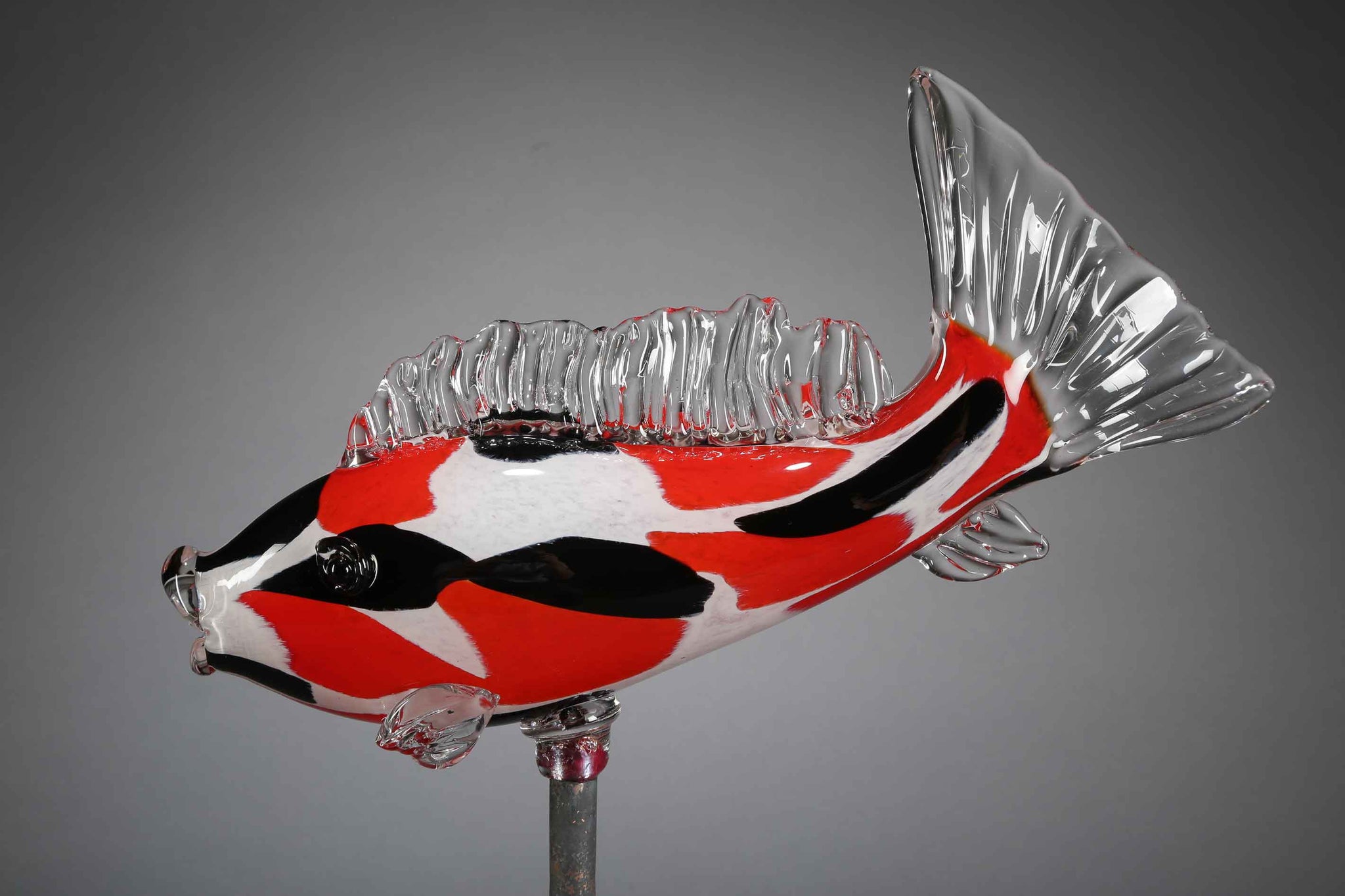 Fish Koi Black White - Art Glass