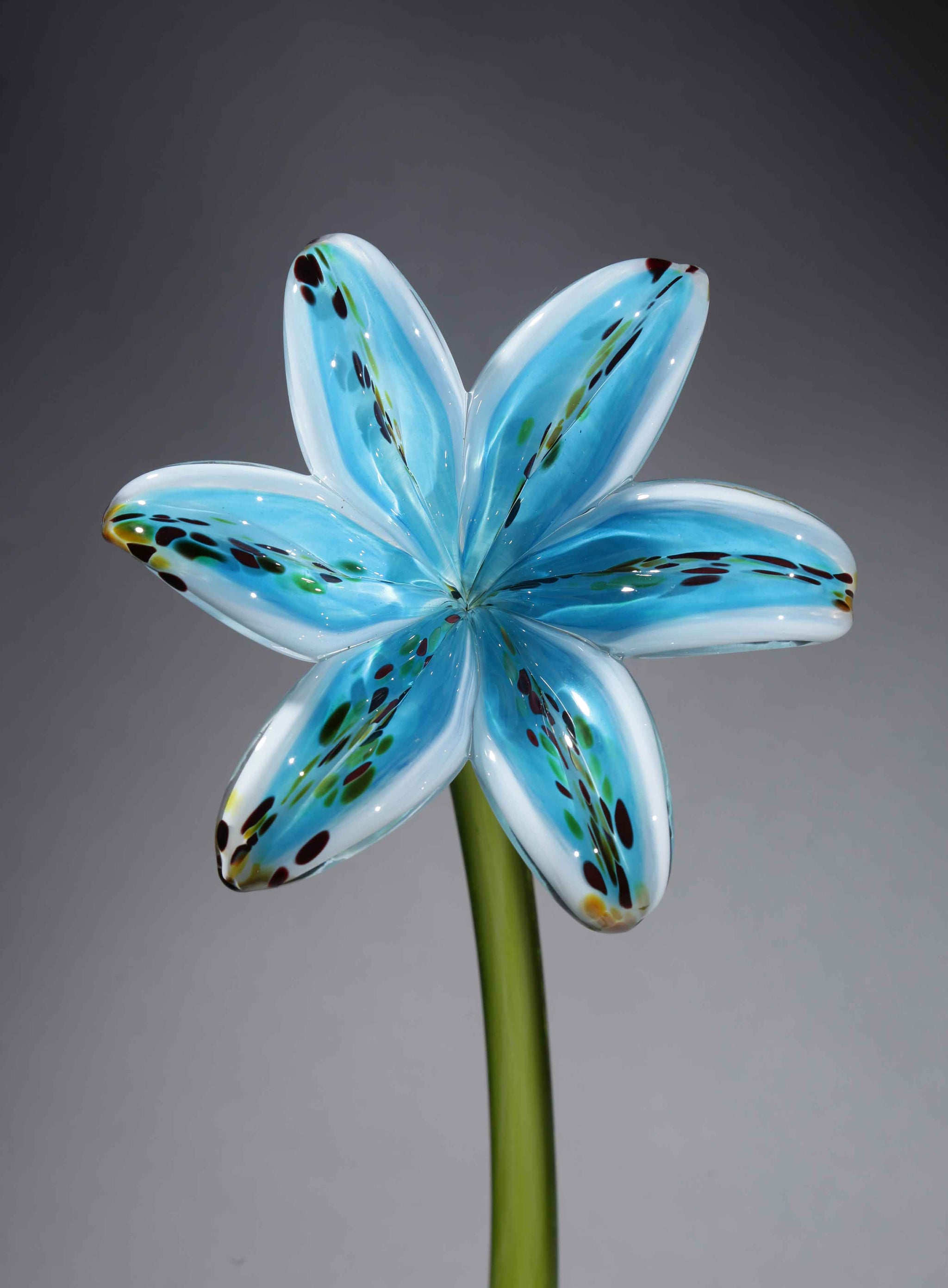 Flower Lily White Teal - Island Art Glass