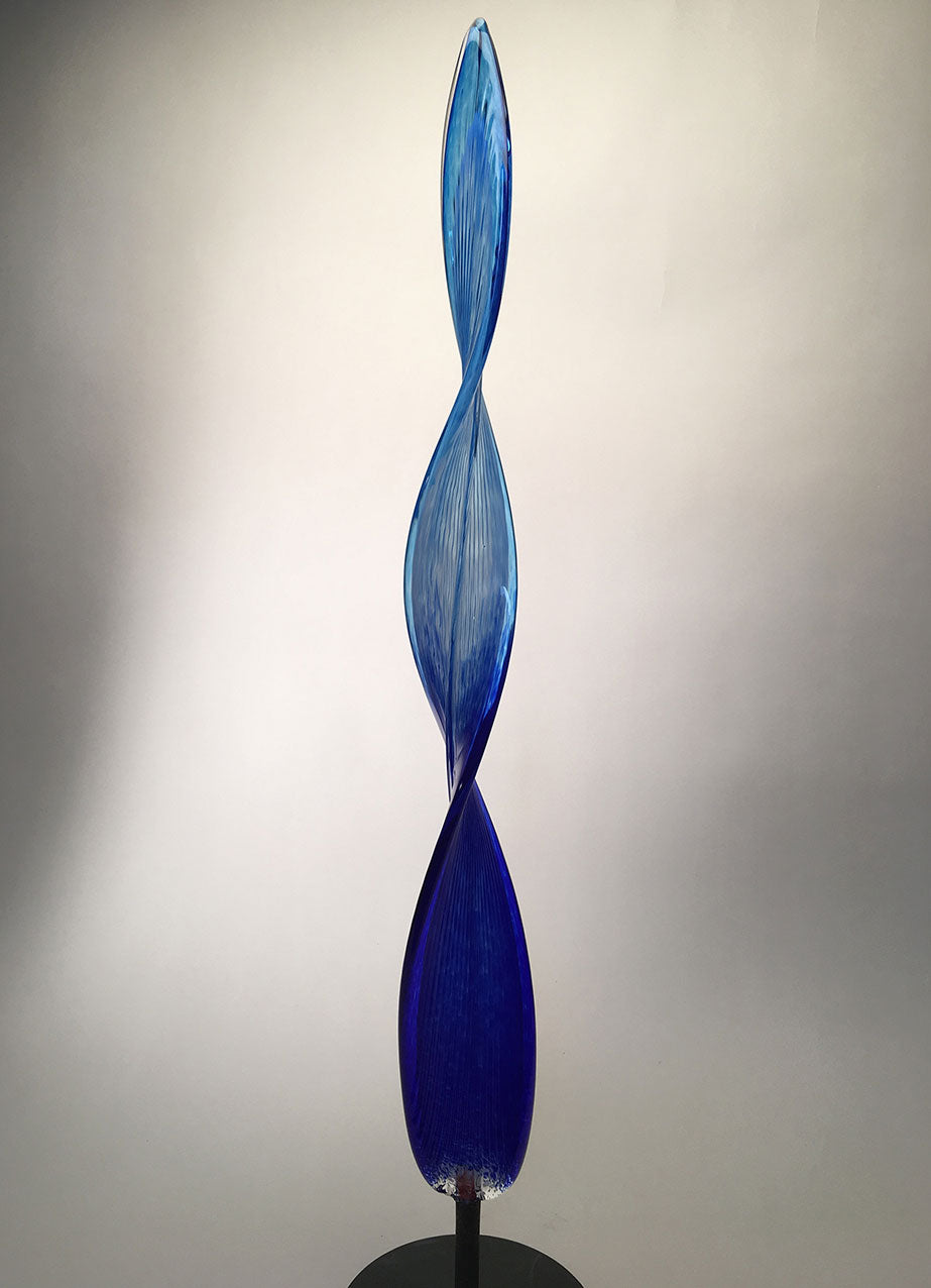 Tall Twisted Herringbone Leaf Cobalt Blue Teal