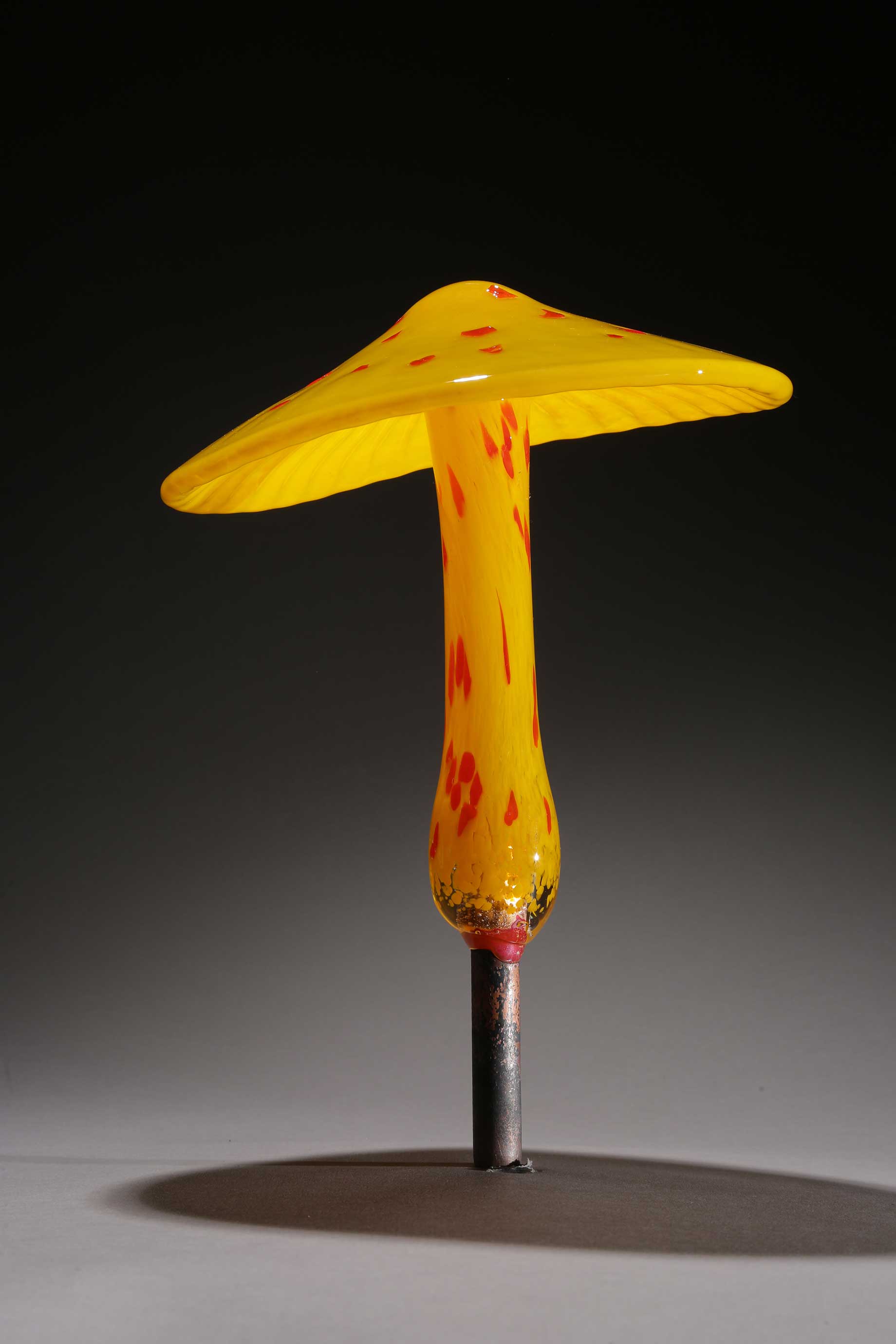 Mushroom Yellow w Red Dots - Island Art Glass