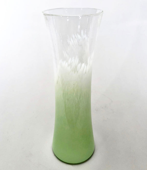 Tower Vase Opaque Lt Green White Island Art Glass