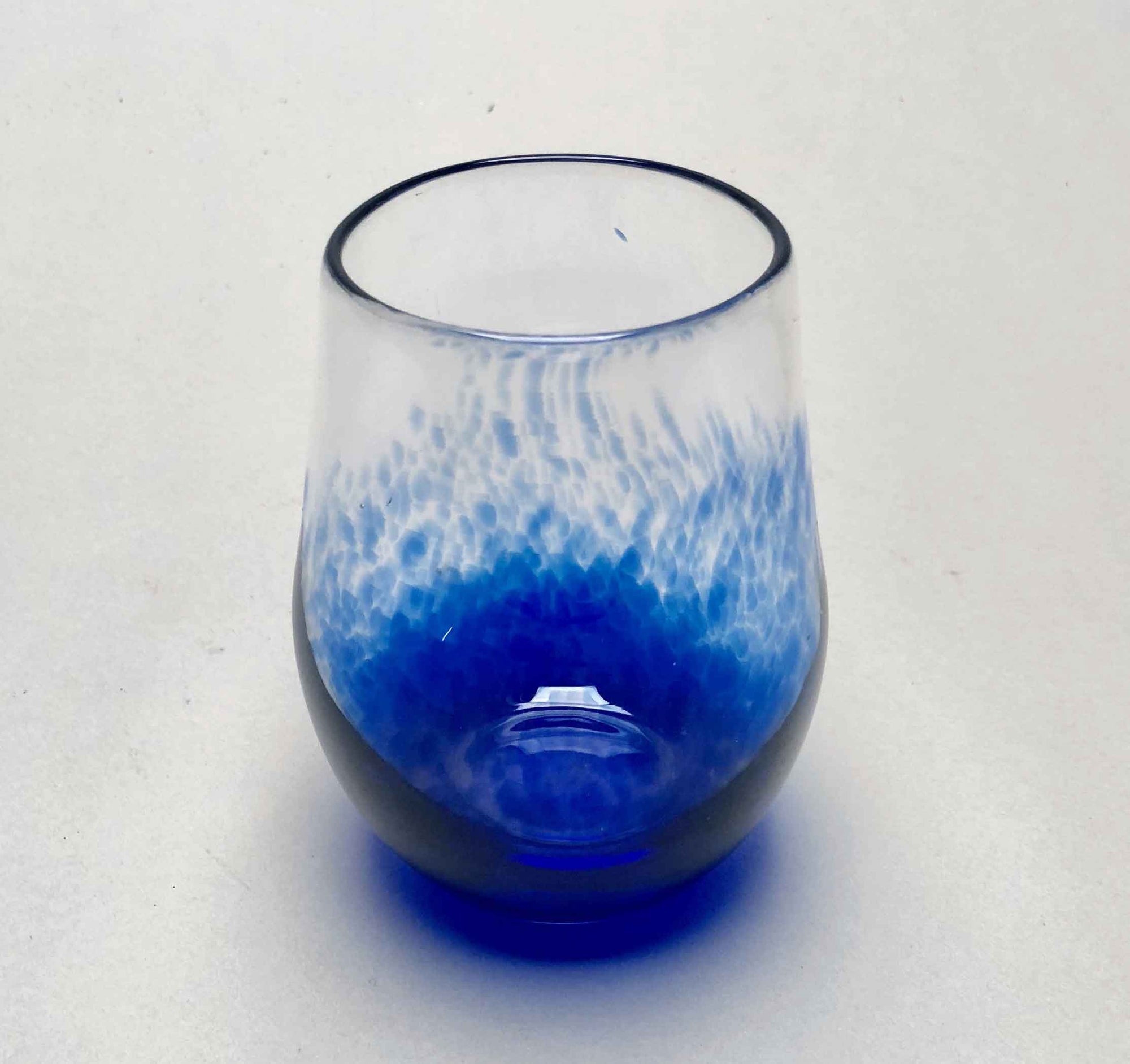 Wine Glass Stemless Transparent Cobalt Blue